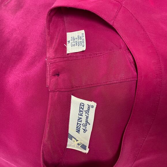 Vintage Austin Reed Regent Street Womens Size 14 Pink Silk Blouse - Picture 3 of 7